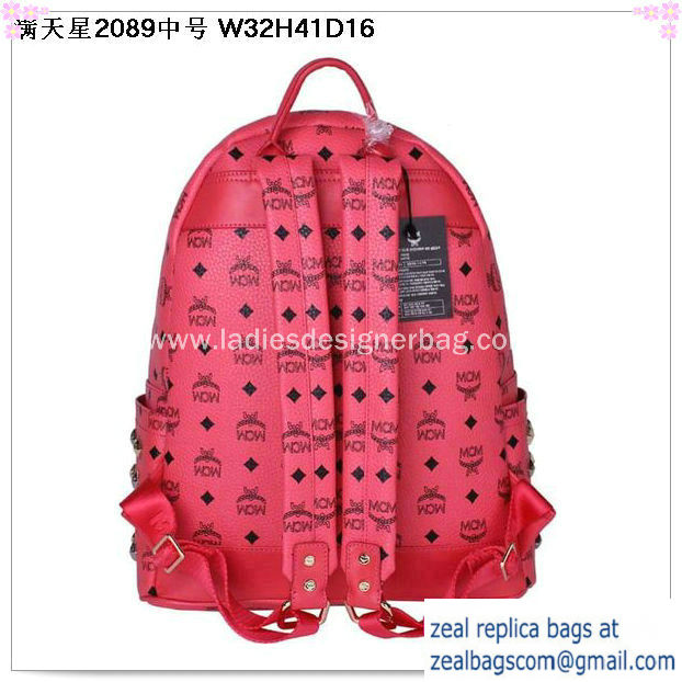 High Quality Replica MCM Stark Studded Medium Backpack MC2089 Light Red - Click Image to Close